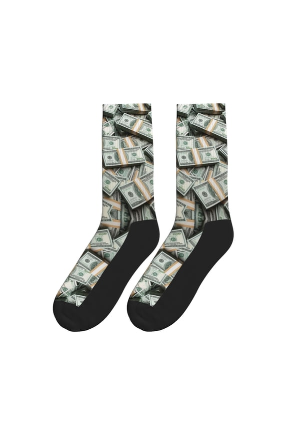 Women Men Novelty Crew Socks Dollars Pattern Athletic Socks