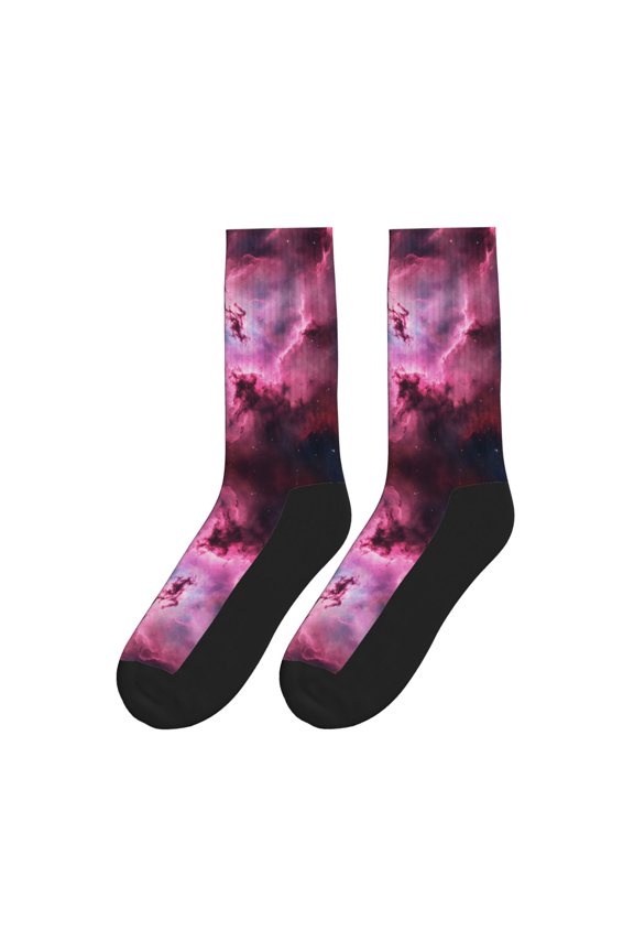 Women Men Novelty Crew Socks Galaxy Pattern Athletic Socks