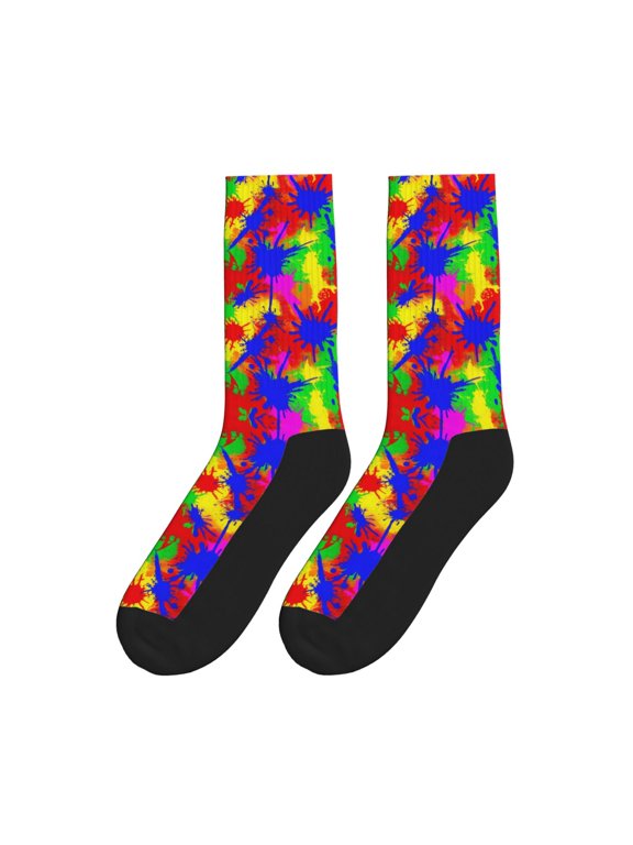 Women Men Novelty Crew Socks Paint Splatter Grunge Athletic Socks