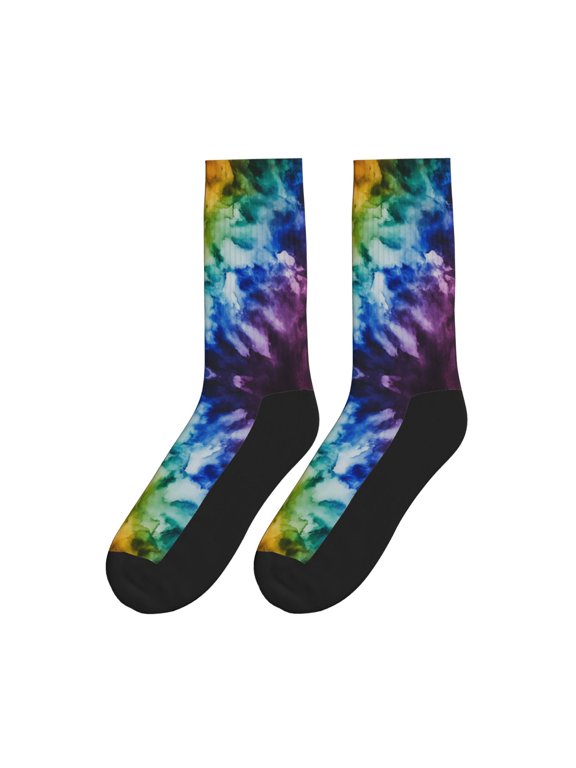 Women Men Novelty Crew Socks Rainbow Colored Athletic Socks