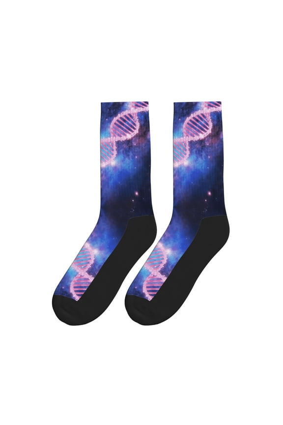 Women Men Novelty Crew Socks Rainbow Glitter Double Helix Athletic Socks