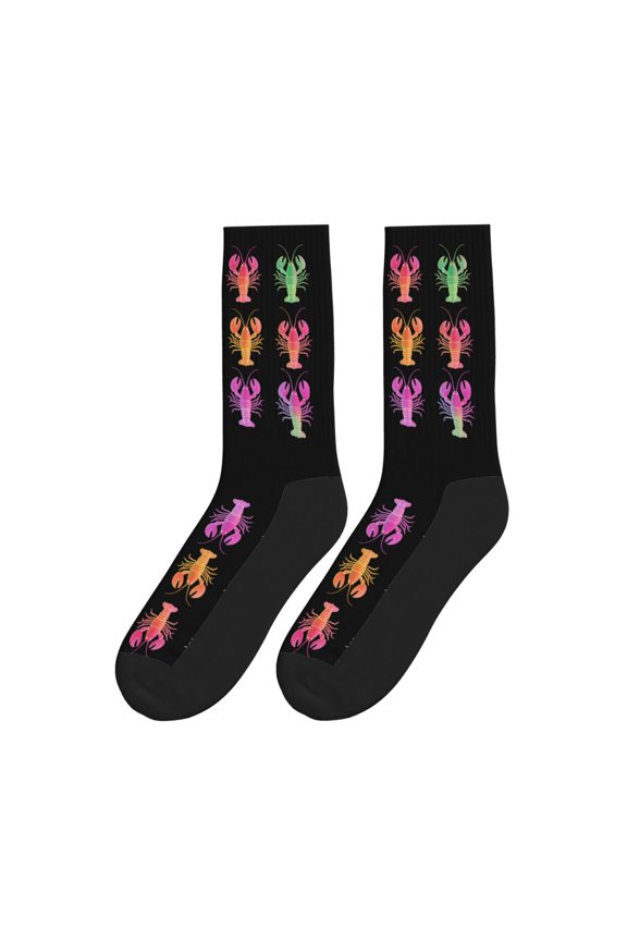 Women Men Novelty Crew Socks Tie Dye Crawfish Tropical Athletic Socks