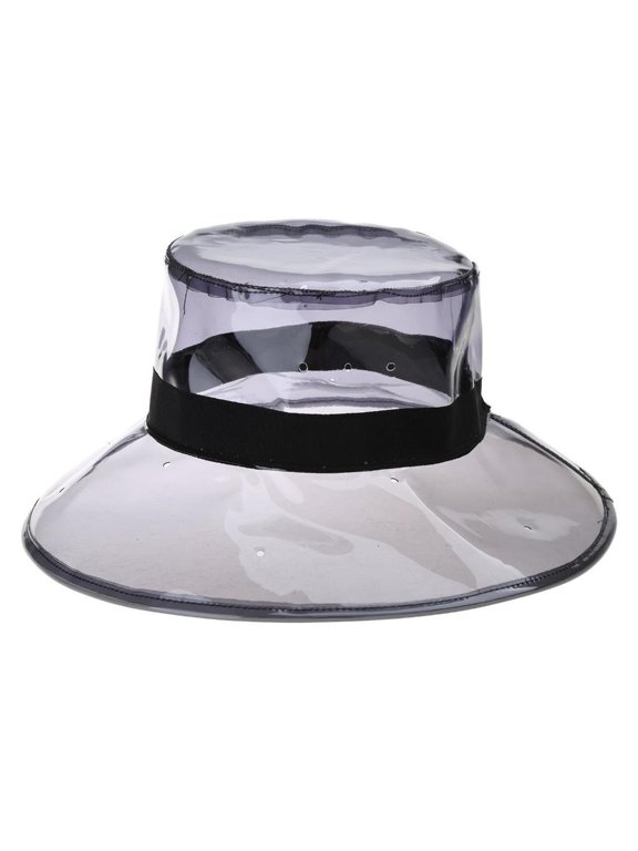 Women Men PVC Transparent Bucket Hat Bright Jelly Color Wide Brim Breathable Fisherman Rain Hat