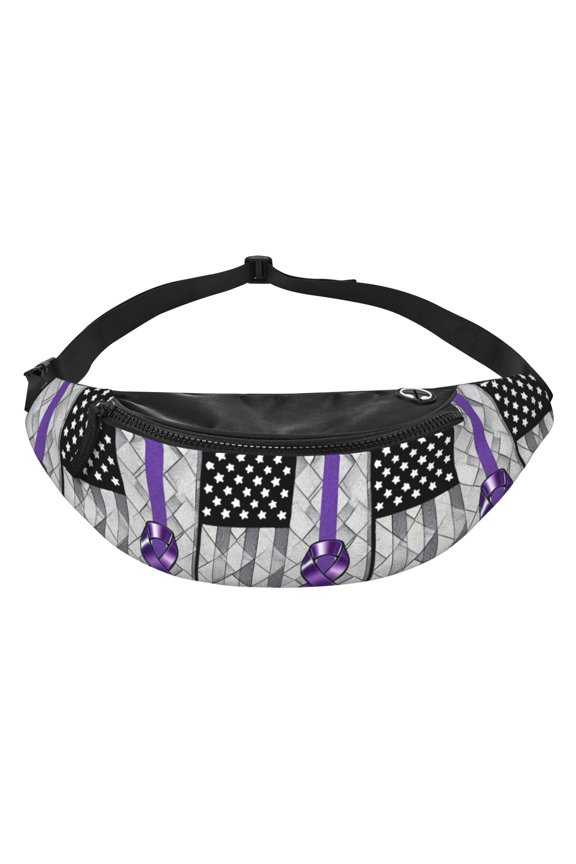 Women Men Pancreatic Cancer Awareness Flag Fanny Pack Sling Crossbody Bag for Outdoor Travel Sports Hiking