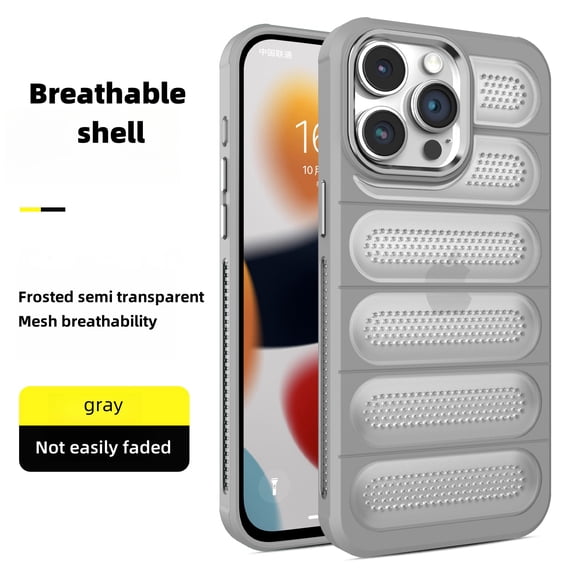 Women Men Phone Case, Compatible with iPhone 16, Lightweight Case Made of PC & TPU Material,Camera Lens Protection,Breathable Heat Dissipation Protection Shockproof Case,Gray