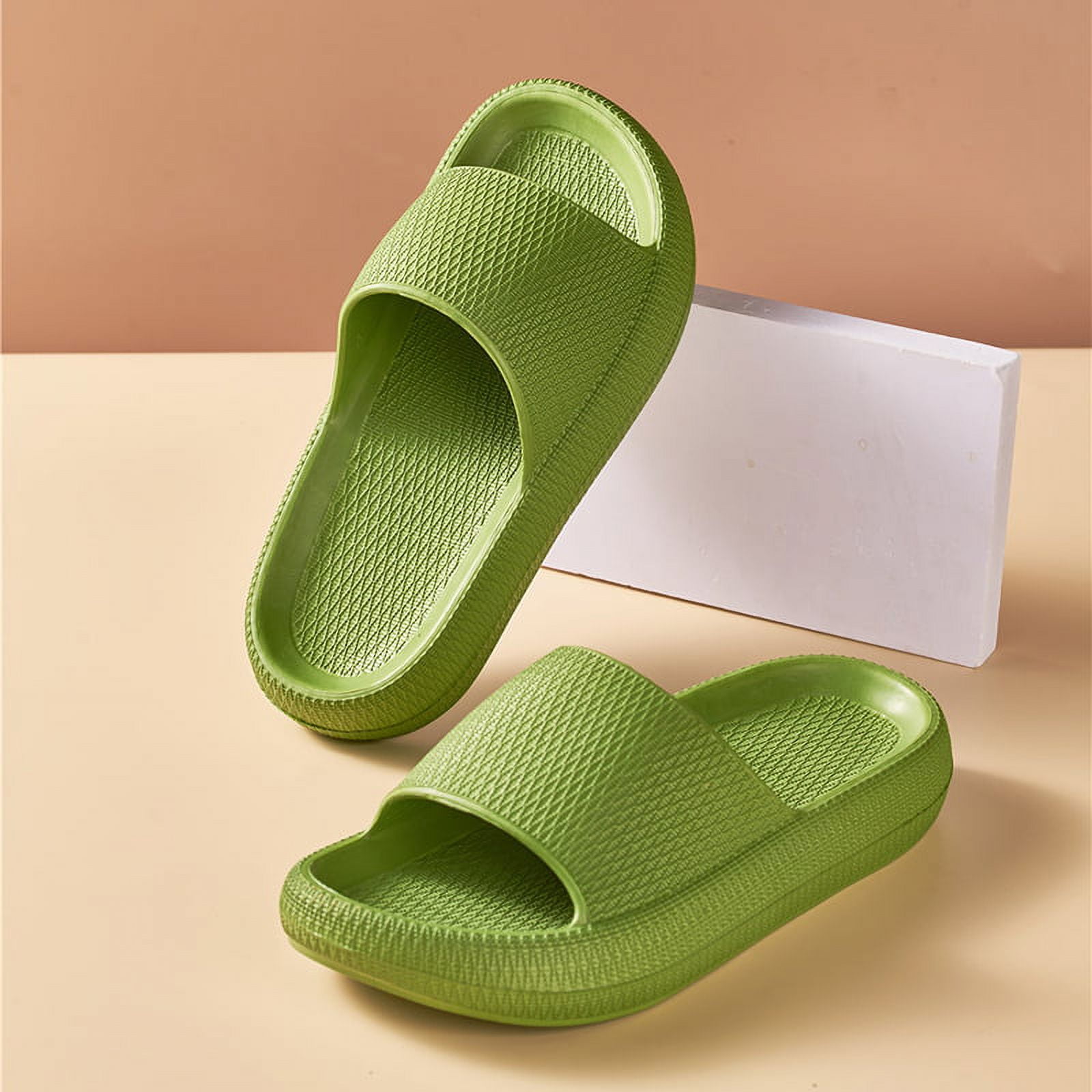 Women Men Pillow Sandals EVA Flip Flop Anti-Slip Flat Athletic Sandal Open  Toe House Slippers For Bathroom 40/41 Fruit Green