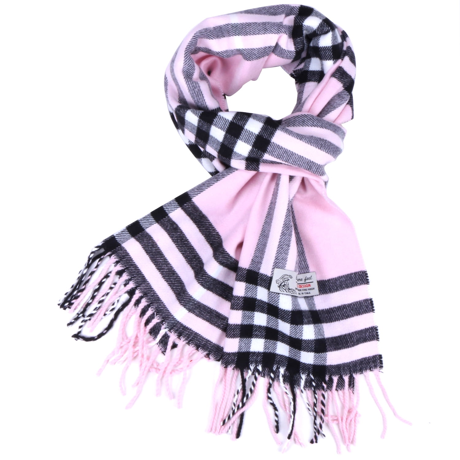 Warm and Soft Pink Check Plaid Cashmere Feel Scarf Jamaica Ubuy - Main Image