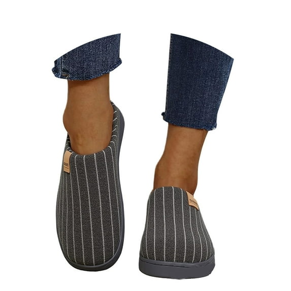 Women Men Plush Soft Slippers Fall Winter Warm Slip On House Shoes Anti-Skid Indoor Outdoor Dearfoams Slippers for Women Men,Color:Black,Size:9-10