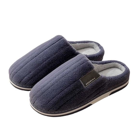 Women Men Plush Soft Slippers Fall Winter Warm Slip On House Shoes Anti-Skid Indoor Outdoor Dearfoams Slippers for Women Men,Color:Navy,Size:9