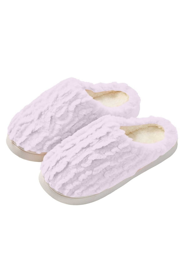Women Men Plush Soft Slippers Fall Winter Warm Slip On House Shoes Anti-Skid Indoor Outdoor Dearfoams Slippers for Women Men,Color:Purple,Size:7