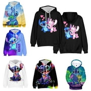 QINGY Women Men Pocket Hoodie Streetwear Lilo & Stitch Printed Long Sleeve Sweatshirts Autumn Winter Hoodie,#1,Size-Child 100