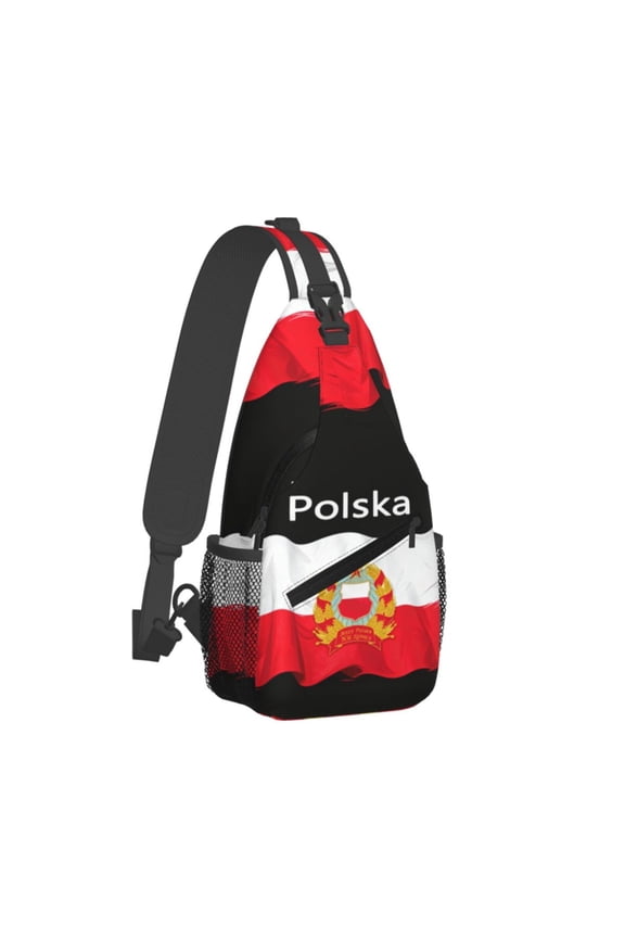 Women Men Polska Polish Flag Sling Backpack Casual Shoulder Sling Bag Gym Travel Hiking Daypack