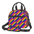thumbnail image 1 of Women Men Pride Rainbow Flag Pattern Reusable Insulated Lunch Cooler Leakproof Meal PrepTote Bag with Removable Adjustable Shoulder Strap, 1 of 7