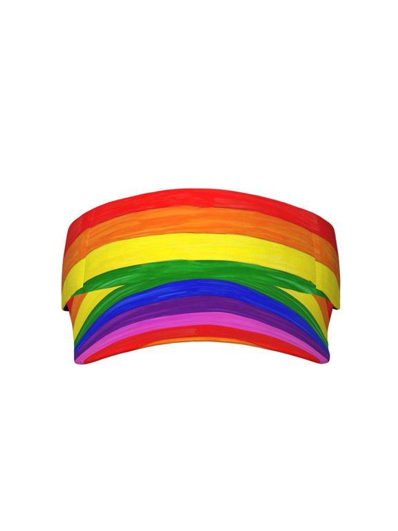 Women Men Pride Rainbow Pattern Adjustable Fit Runners Sports Sun Visor
