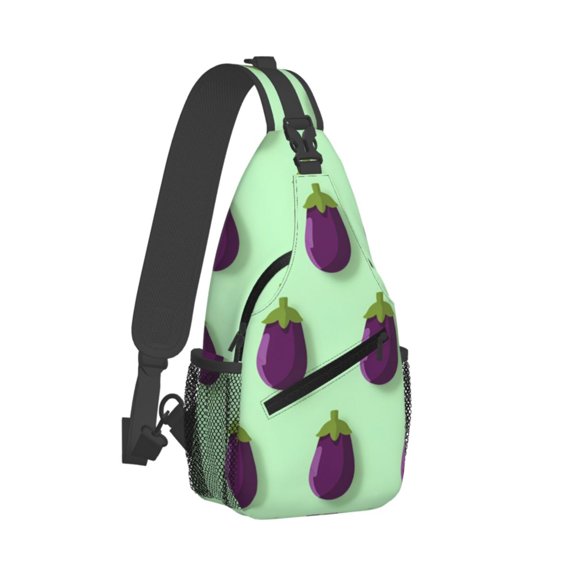 Women Men Purple Eggplant Print Sling Backpack Casual Shoulder Sling Bag Gym Travel Hiking Daypack