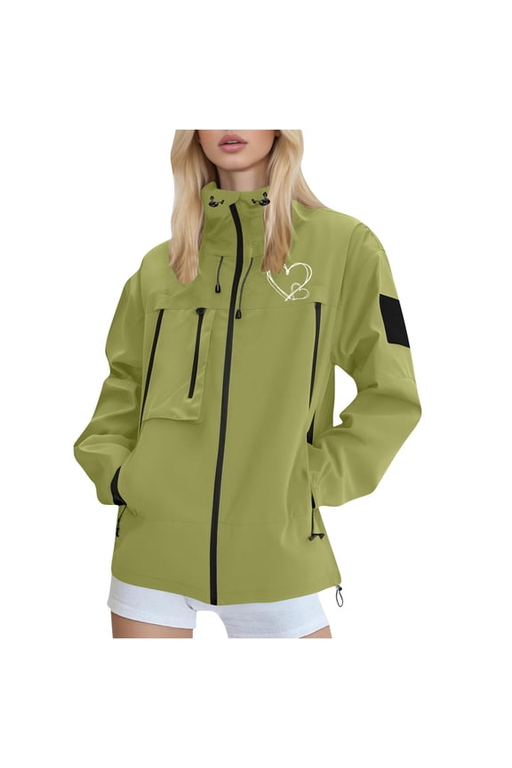 Women Men Rain Jacket Waterproof Breathable Outdoor Active Long Sleeve Hooded Loose Lightweight Coat