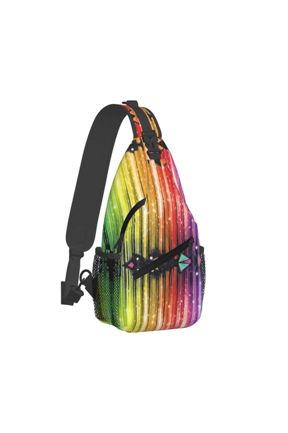 Women Men Rainbow Glitter Crossbody Sling Bag Casual Chest Bakpack