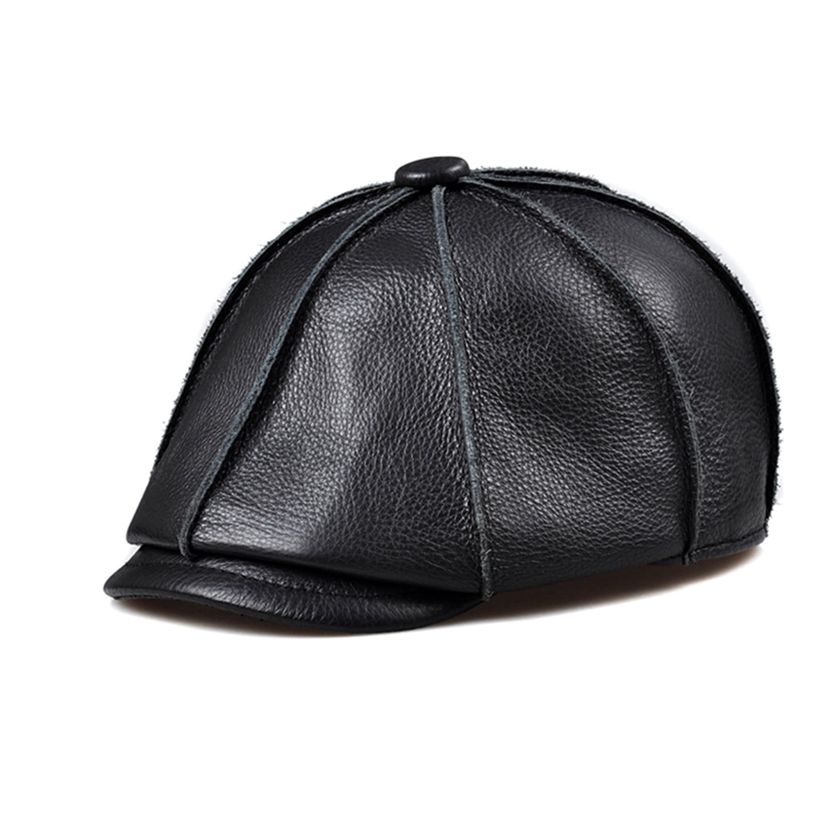 Women Men Real Leather Octagonal Caps Newsboy Cap Vintage Bonnet Beret Style Retro Cowhide Beret Hat Cowbo ,Classic Design