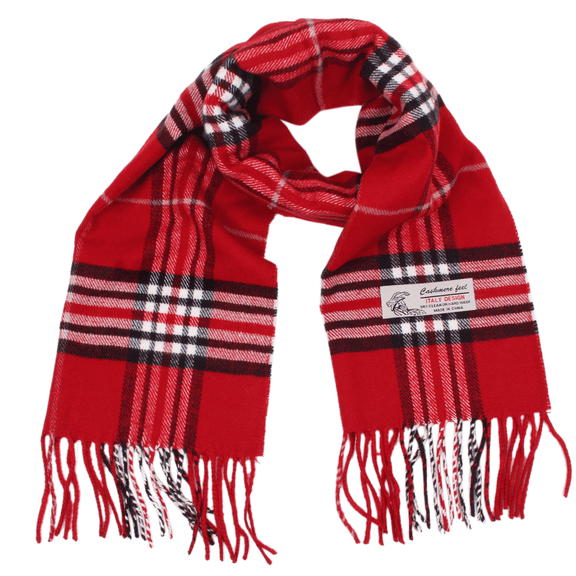 TZ Promise Women Men Red Plaid Scarves Classic Warm Soft with Fringes for Winter