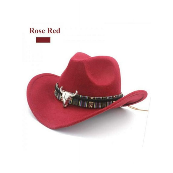Women Men Retro Western Cowboy Riding Hat Leather Belt Wide Brim Cowgirl Cap