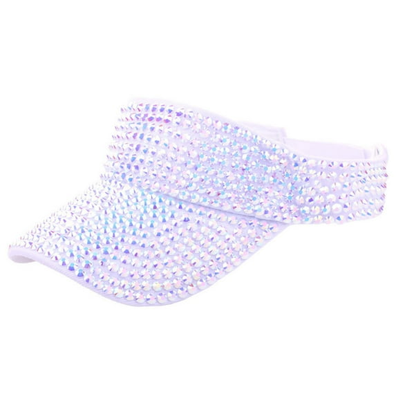 Women Men Rhinestone Sun Hats Adjustable Shiny Bling Visor Hats Ponytail Baseball Cap
