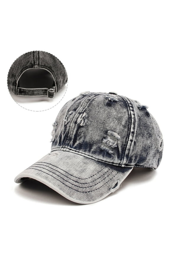 Women Men Ripped Distressed Denim Baseball Cap Trucker Hat Adjustable Hop Hat Sun Hat Caps for Running Get Well Hat Trucker Cap Paper Cup Hat Womens Hats Fashion Drift Hat Mens Hat Size 8