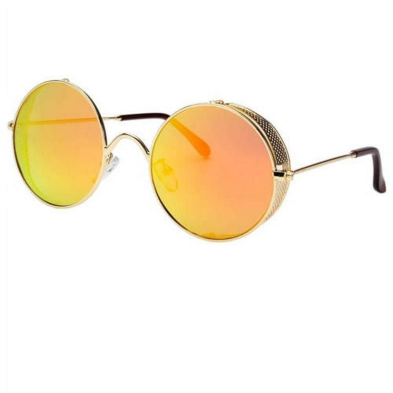 Women Men Round Lens Studio Cover Side Shield Sunglasses