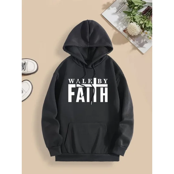 Women Men S Brown Letter Print Fleece 1 Side Hoodie S-5Xl Pocket