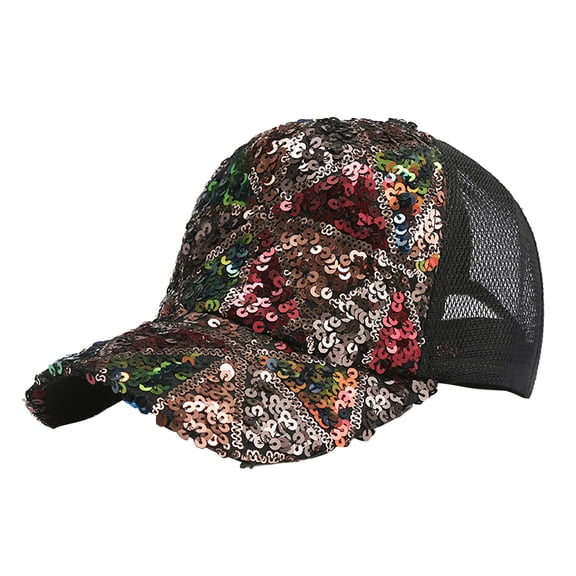 Women Men Sequins Breathable Beach Adjustable Baseball Cap Hip Hop Hat Sun Hat