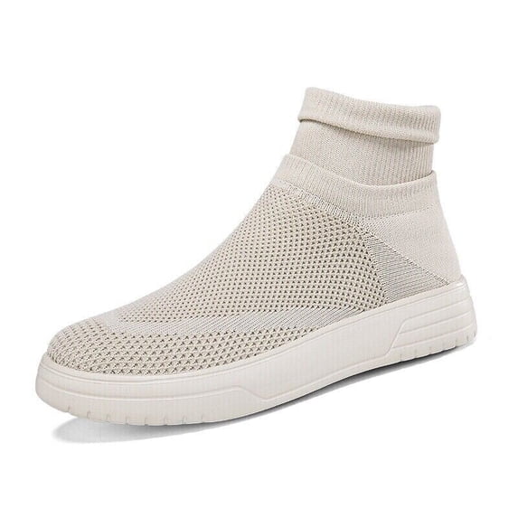 Women Men Sneakers Breathable Sock Shoes Slip on Mesh High Top Casual Shoes US12