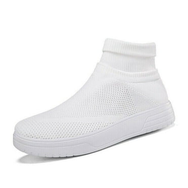 Women Men Sneakers Breathable Sock Shoes Slip on Mesh High Top Casual Shoes US12