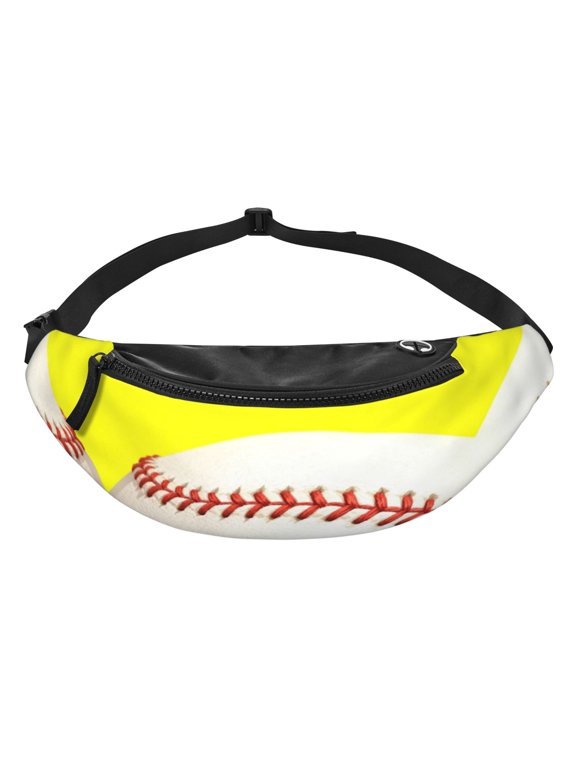 Women Men Softball Baseball Fanny Pack Sling Crossbody Bag for Outdoor Travel Sports Hiking