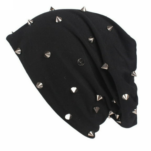 Women Men Soild Rivets Beanie Hat Hiphop Stud Rivets Stars Hat Knitt Hedging Hat Windproof Hat