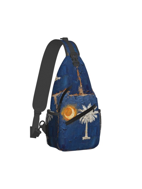 Women Men South Carolina Flag Sling Backpack Casual Shoulder Sling Bag Gym Travel Hiking Daypack