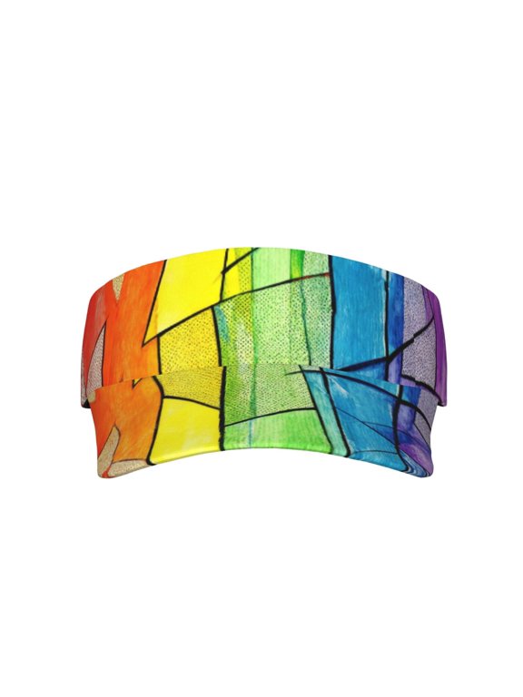 Women Men Sports Beach Visor Hat Abstract Striped Rainbow Protection Sun Cap