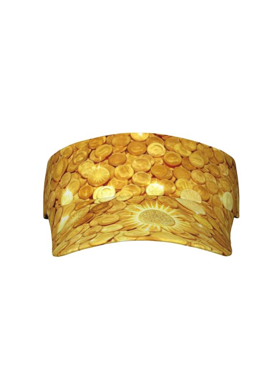Women Men Sports Beach Visor Hat Gold Coins Amazing Protection Sun Cap