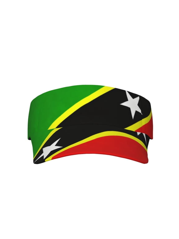 Women Men Sports Beach Visor Hat St Kitts And Nevis Large Flag Protection Sun Cap