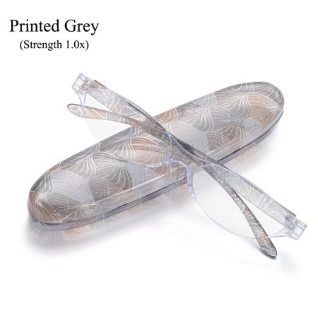Women & Men Spring Hinge Lightweight Computer Readers Small Oval Anti Blue Light Floral Reading Glasses with Case Reading Glasses STRENGTH 1.0X PRINTED GREY