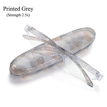 Women & Men Spring Hinge Lightweight Computer Readers Small Oval Anti Blue Light Floral Reading Glasses with Case Reading Glasses STRENGTH 2.5X PRINTED GREY