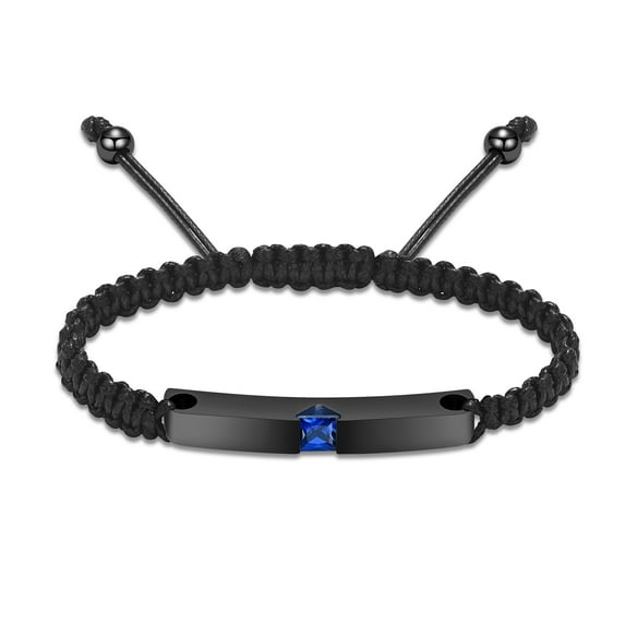 Women Men Stainless Steel Long Bar with Birthstone Charm Adjustable Braided Cord Bracelet Keepsake Funeral Urns Bracelet for Cremation Ashes Holder Memorial Jewelry Gift