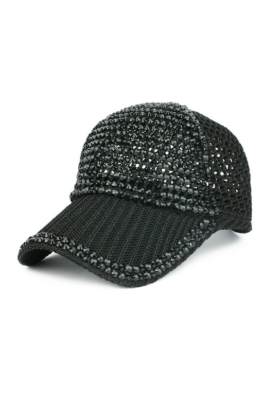 Women Men Studded Rhinestone Adjustable Ponytail Mesh Baseball Cap Shiny Bling Casual Sports Cap Breathable Sun Hat Sombrero Impermeable Womens Apparel Porpoise Hat Men's Trucker Hat Trucker Caps Mens