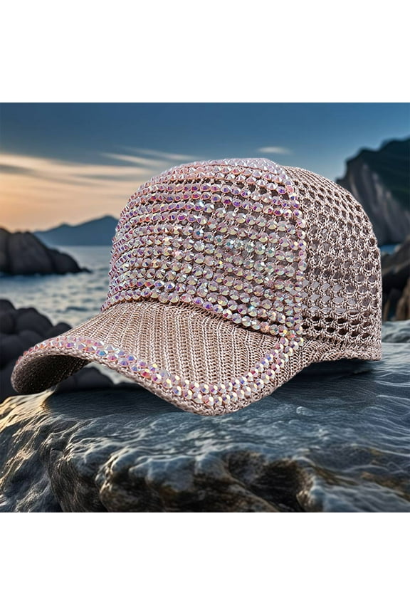 Lulshou Women Men Studded Rhinestone Crystals Adjustable Ponytail Mesh Baseball Cap Shiny Bling Casual Sports Cap Breathable Sun Hat Lasers Hat Fashion,Home Decor Collection