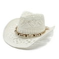 thumbnail image 1 of Women Men Summer Western Cowboy Hat Shapeable Straw Hat Hollowed Out Sun Hat A Beach Or Hats Men Floppy Hat Men Forestry Hat Desert Hats for Men Running Hat Broad Hats Fedora Hats Women Sub Visor, 1 of 3