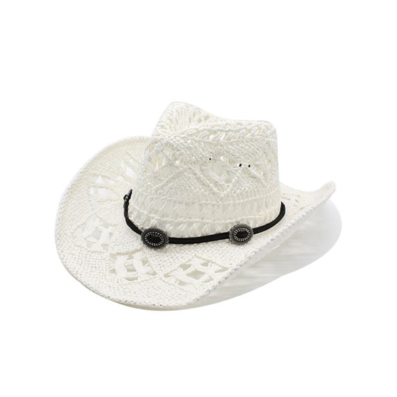 Women Men Summer Western Cowboy Hat Shapeable Straw Hat Hollowed Out Sun Hat Fedora Women Sombrero Car Where The Road Ends Hat Ladies Travel Hats Kayaking Clothes for Women Sub Visor Old Looking Hat