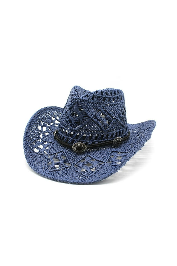 Women Men Summer Western Cowboy Hat Shapeable Straw Hat Hollowed Out Sun Hat Mens Floppy Hat Summer Running Caps for Women Large Visors for Women Womens Hats Summer Women Fedora Hats Size Hat Womens