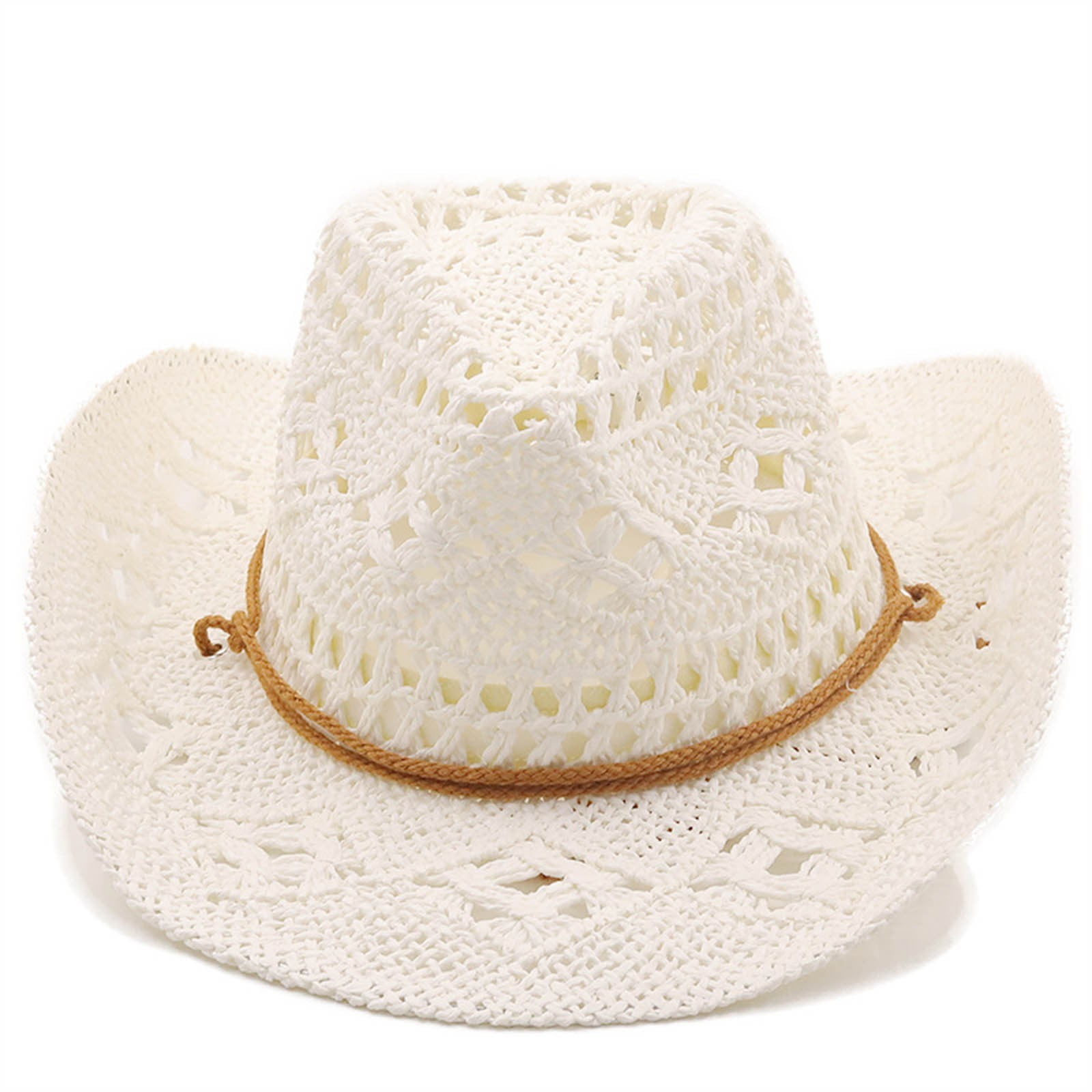 5894 Straw Hats Cowboy For Women Open Road Men Summer Beach Sun Hat Western Wide Brim Straw Cowboy Hat for Men Vintage Beach Outing Sun  main image 3