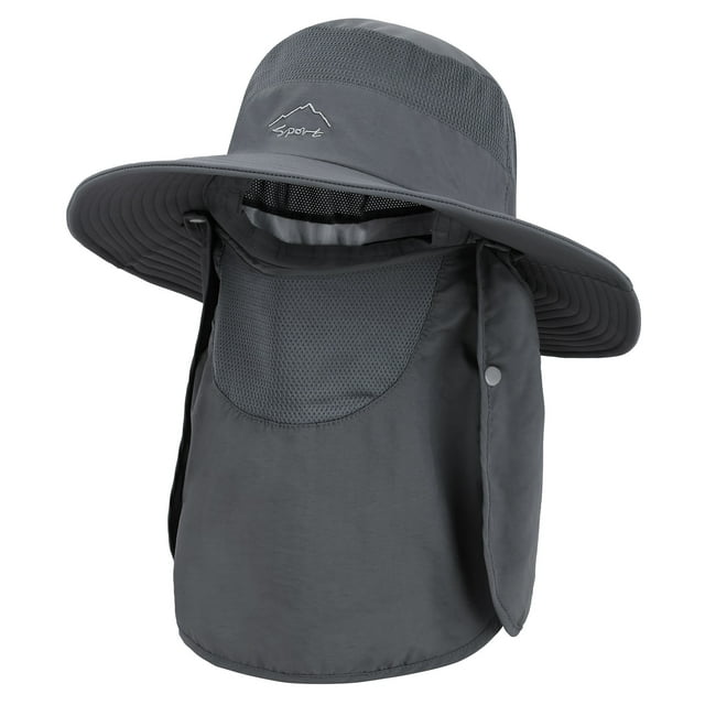 Women Men Sun Hat Fishing Hat UPF 50+ Foldable Wide Brim Safari Hat Hiking Hat, Dark Grey