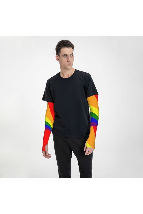 Women Men Sun Protection Garden Sleeves Lgbt Pride Rainbow Flag Cooling Protective Arm Sleeves With Thumb Hole