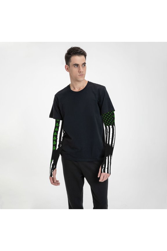 Women Men Sun Protection Garden Sleeves St. Patrick'S Day Big Irish America Flag Cooling Protective Arm Sleeves With Thumb Hole