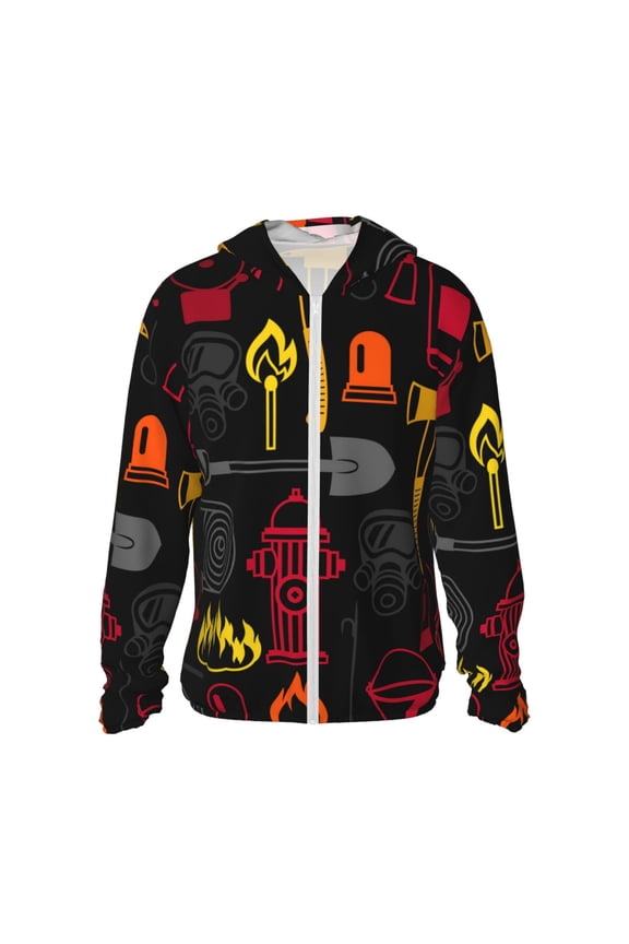 Women Men Sun Protection Hoodie Jacket Zip Long Sleeve Shirt Hiking Outdoor , Firefighting Items Fire Firefighter Fighter